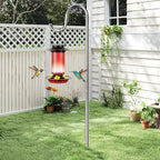COCONUT 78 Inch Shepherds Hook for Bird Feeder, 5/8 Inch Width Heavy Duty Adjustable Outdoor Shepherd Hooks with 5-Prong Base for Lanterns Planting Hanger Weddings Decor, Silver