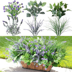Starttag 18PCS Artificial Plants for Outdoor Decor Realistic Faux Greenery & Flowers Fake Plastic Leaves with Stems UV Resistant Outside Bushes for Garden Patio and Porch
