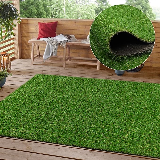 Heyroll Realistic Artificial Turf Grass, 3 FT X 48 FT Artificial Synthetic Fake Grass, 20MM Green Turf Rug Pet Dogs Lawn Mat with Drainage Holes for Indoor Outdoor Patio Garden Landscape/Custom Size