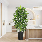 Artificial Dracaena Tree - 5FT Tall Fake Plants with Black Square Planter - Artificial Plants Indoor Floor Plant in Pot - Large Tropical Fake Yucca Potted Tree for Home Office Living Room Decor