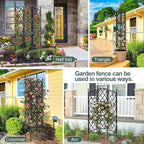 5.25FT Garden Trellis Support Fence,Metal Wall Lattice Climbing Frame for Climbing Plants Outdoor, Black Iron Pipe Fence for Potted Plants Indoor for Ivy Vines Vegetable Flower, Patio, Lawn, Yard