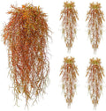 dallisten 4Pcs Autumn Fake Hanging Fern Plants for Outdoors, UV Resistant Artificial Ferns Fall Vines Faux Trailing Plants for Indoor Wall Porch Home Thanksgiving Halloween Decor(4PCS Orange Ferns)