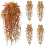 dallisten 4Pcs Autumn Fake Hanging Fern Plants for Outdoors, UV Resistant Artificial Ferns Fall Vines Faux Trailing Plants for Indoor Wall Porch Home Thanksgiving Halloween Decor(4PCS Orange Ferns)