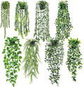 Der Rose 8Pcs Fake Plants Hanging Faux Eucalyptus Vines Artificial Hanging Plants Indoor for Room Wall Shelf Outdoor Decor