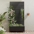 Casaphoria Metal Raised Garden Bed with Trellis and Wheels, 72"x35"x16" Planter Box for Climbing Plants, Vegetables & Vines, Features Drainage Holes and Privacy Screen (Black-Fence)