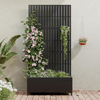 Casaphoria Metal Raised Garden Bed with Trellis and Wheels, 72"x35"x16" Planter Box for Climbing Plants, Vegetables & Vines, Features Drainage Holes and Privacy Screen (Black-Fence)