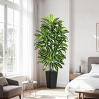 Artificial Dracaena Tree - 6FT Tall Fake Plants with Black Square Planter - Artificial Plants Indoor Floor Plant in Pot - Large Tropical Fake Yucca Potted Tree for Home Office Living Room Decor