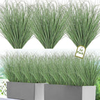 24 Bundles Artificial Plants Onion Grass Outdoor 20 Inch Tall Fake Shrubs Wheat Grass UV Resistant Greenery Stems Faux Bushes Plant for Indoor Outdoor Garden Office Home Decor, Light Green
