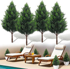 Artificial Cedar Topiary Plants: 20 Inch (4P) UV Resistant Faux Pine Stems Shrubs Plastic Greenery for Outdoor Indoor Home Decor, Garden, Front Porch, Office, Restaurant & Holiday Party