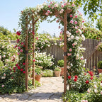 Giantex 7FT Wood Garden Arbor Trellis, Wooden Wedding Arch for Ceremony Party, Outdoor Archway Pergola for Climbing Plants, Pathway, Yard, Garden Decor, Easy Assembly (Dark Brown, 55''W x 85''H)