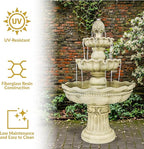 Sunnydaze 51-Inch 3-Tier Water Fountain – Electric Outdoor Fountain with Pineapple Top – Outdoor Patio & Garden Water Feature – Continuous Flow Pump with 6 ft Cord – White
