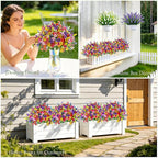 Der Rose 24 Bundles Artificial Flowers for Outdoor Fake Spring Flowers Plants UV Resistant for Home Garden Porch Window Wedding Decor