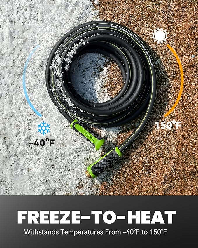 RAINPOINT Garden Hose 100ft x 5/8", Water Hose Heavy Duty, Flexible, Lightweight Durable Hybrid Hose with Swivel Handle, Male to Female Fittings
