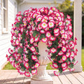 Sggvecsy Artificial Fake Hanging Flowers Plants for Outdoor Outside Spring Summer Decoration 4PCS Faux Silk UV Resistant Realistic Morning Glory Trailing Vines for Home Porch Patio Balcony(Pink)