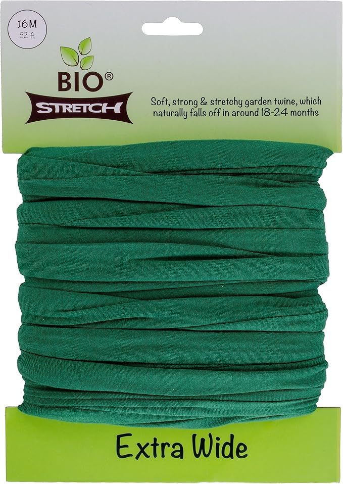 Bio-Stretch Extra Wide Soft Tree Ties - Strong & Stretchy Support for Large Plants & Young Trees - Cut-to-Length Green Garden Tape for Home & Professional Gardening (52 ft / 16M)