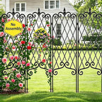 AMAGABELI GARDEN & HOME 4 Pack 60” x 18” Garden Trellis for Climbing Plants Outdoor Garden Fencing Decorative Plant Trellis Vegetables and Rose Trellis for Ivy Cucumbers Black