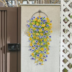 Artificial Hanging Flowers for Outdoors Spring Summer Decoration, 8PCS UV Resistant Silk Fake Hanging Plants for Patio Porch Front Yard Window Garden Indoor Decor(Blue&Yellow,8PCS)
