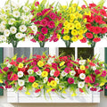 Artificial Flowers for Outdoors 12 Bundles Artificial Petunias Fake Flowers UV Resistant Shrubs Plants with Fern for Indoor Outside Hanging Planters Home Garden Spring Summer Decorations