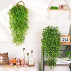 Waipfaru 4Pcs Artificial Hanging Plants, Fake Vines Boston Ivy Fake Hanging Plants for Outdoors UV Resistant Ivy Artificial Plants Faux Plants Indoor Living Room Boho Wall Porch Shelf Decor