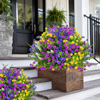Artificial Flowers Outdoor Fake Plants - 12 Bundles UV Resistant Shrubs No Fade Faux Plastic Greenery Home Garden Porch Patio Decoration Indoor (1, Multi-12pcs)