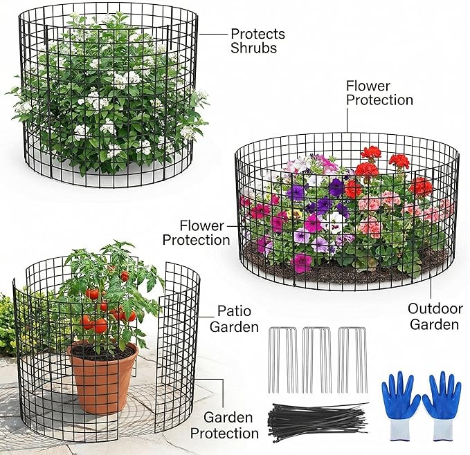 3Pack Plant Protector from Animals, 9pcs Wire Plant Protectors Metal Mesh Plant Cages, 11.8 x 15.7 Inch Outdoor Plant Guards for Rabbits Chicken Squirrels and Garden Protection