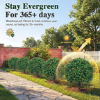 PATIO CHOICE Topiary Trees Artificial Outdoor Boxwood Ball Trees with Ground Spike Set of 2 22" Fake Outdoor Plants Faux Bushes and Shrubs Decorations for Outdoor Indoor Front Porch Garden
