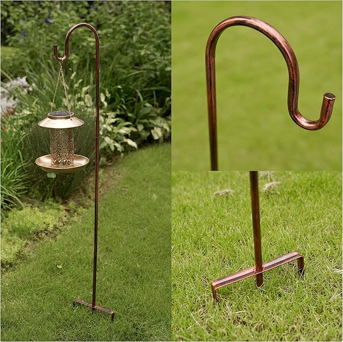 EXCMARK 2 Pack Shepherd Hook 31 inch 1/2 inch Thick Use at Weddings, Hanging Solar Lights, Lanterns, Bird Feeders, Metal Hanger Hook (Bronze, 31 inch) U.S. Patent.