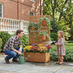 Casaphoria Metal Raised Garden Bed with Trellis, 59"x30"x12" Planter Box for Climbing Plants, Vegetables & Vines, Features Drainage Holes and Privacy Screen, Brown-Harold