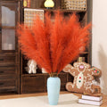 Premium Faux Orange Pampas Grass – 43.3" Tall Fluffy Decor, 8pcs 18-Branch One-Piece Stems No Assembly, Luxury Silk-Feel Feather Flowers for Boho Wedding Home Decor (Tangerine, 8 Stems / 110cm)