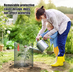 5 Pack Wire Plant Protector with Cover, 16"x12" Detachable Metal Plant Protectors Mesh, Garden Plant Protectors for Shrubs Flowers Vegetables to Keep Rabbit & Chicken Animals Out
