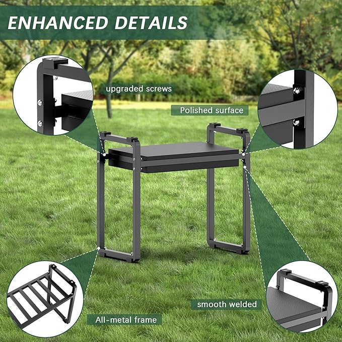 FLINTER Wider Garden Kneeler and Seat, Heavy Duty Thick Gardening Bench for Kneeling and Seat - Garden Kneelers for Seniors, Gardening Stools for Women, Grandparents, Gardeners, Black