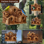 Bird House for Outside 5 Hole Bird Houses Room for 5 Bird Families Large Bird House for Garden/Courtyard/Backyard for Garden Decor-Finch Bluebird Cardinals Handmade Wooden Hummingbird House