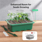 Seed Starter Tray, 10PCS Seed Starter Kit, Seedling Starter Trays with Heightened Lids for Seed Staring, Indoor Gardening Plant Germination Trays (12 Cells per Tray) Green