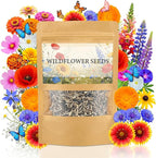 LUOJIBIE Wildflower Seeds Bulk, 10,000+ Flowers Seeds for Planting Outdoor, 16 Varieties Annual & Perennial Flowers Seeds Mix Color for Garden, 2 Oz Packet, Non-GMO, Attracts Pollinators, Easy to Grow