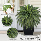42" Artificial Boston Fern Large Bush Plants, 2 Bundles of Fake Ferns with 65 Fronds for Outdoors Home Decor