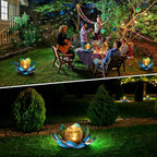 AIINY Solar Light Outdoor(2Pack), Art Crackle Globe Glass Lotus Decoration, Solar LED Waterproof Blue Metal Flower Lights for Patio,Lawn,Walkway,Tabletop