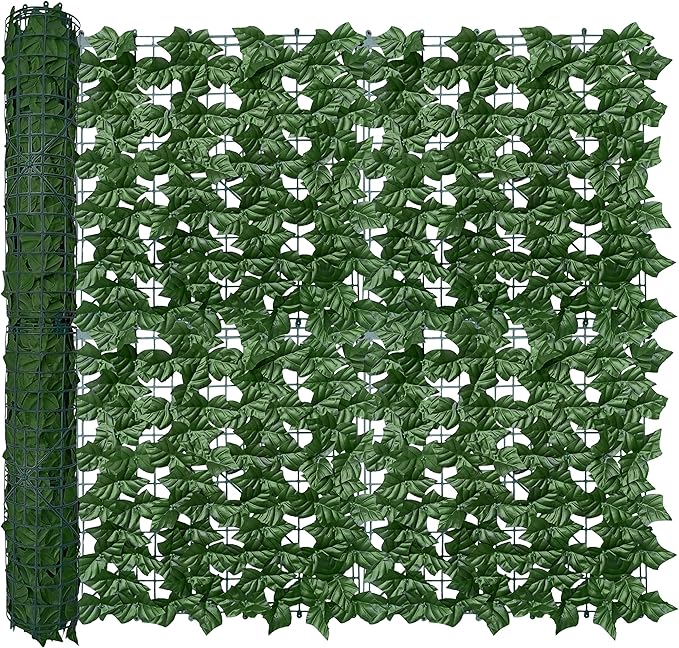 ODTORY Artificial Ivy Privacy Fence Wall Screen,40X160 in UV-Anti Faux Greenery Backdrop Ivy Vine Leaf Hedges Fence Panels for Patio, Balcony, Garden, Backyard Indoor Outdoor Green Wall Decor