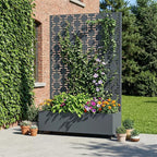 Casaphoria Metal Raised Garden Bed with Trellis and Wheels, 72"x47"x16" Arched Planter Box for Climbing Plants, Vegetables & Vines, Features Drainage Holes and Privacy Screen, Grey-Square