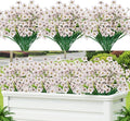 Lnoicy 12 Pcs Artificial Flowers for Outdoor,Plastic Flowers Decoration, UV Resistant Faux Flowers Shrubs, Artificial Plants for Indoor Outside Garden Home Wedding Farmhouse(White)