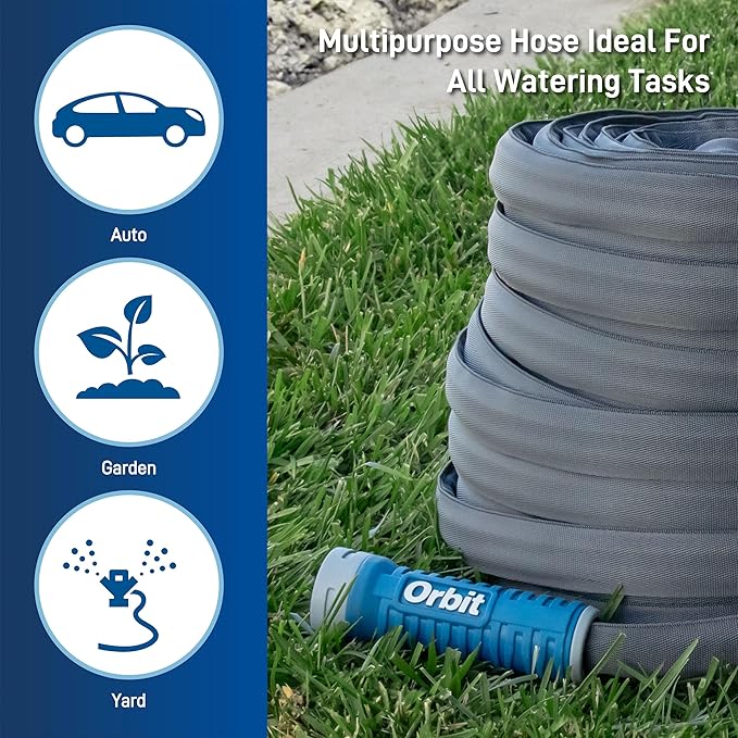 Orbit 33185 ExoJacket Heavy Duty Fabric Garden Hose, 50-Foot x 5/8-Inch