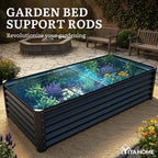 YITAHOME 8x4x1.5ft 2pcs Large Raised Garden Bed Kit, Galvanized Metal Planter Box with Gloves, Ground Nails & Safety Rubber, Outdoor Above Ground Planters for Plants Vegetables Flowers, Black