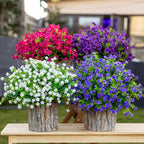 Artificial Flowers for Outdoors Fake Plants - 12 Bundles Faux Outside Greenery Boxwood No Fade Plastic Shrubs Fall Decor Farmhouse Home Garden (Purple)