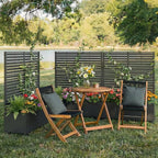 Casaphoria Metal Raised Garden Bed with Trellis and Wheels, 47"x47"x16" Planter Box for Climbing Plants, Vegetables & Vines, Features Drainage Holes and Privacy Screen (Black-Louvered)