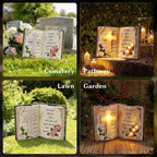 KARTOOSH Solar Bible Cross Garden Statue, Memorial Cross Flower Light with Stakes, Grave Decoration Gift for Cemetery Yard Lawn Patio Pathway Outdoor Decor