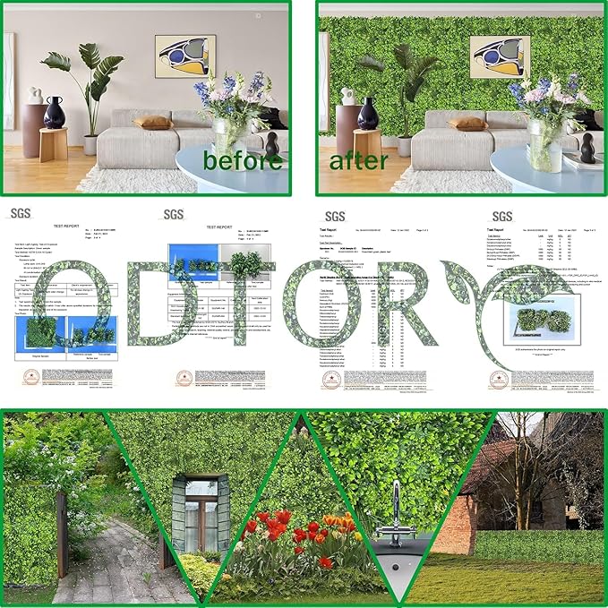 ODTORY Artificial Plant Wall Roll: 72 X144 in (72 sqft) UV-Anti Ivy Privacy Fence Screen Faux Greenery Panels Backdrop Boxwood Ivy Vine Leaf Hedge Fence for Indoor Outdoor Green Decor