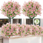 ATTGREAT Artificial Flowers Outdoor Faux Plants UV Resistant Fake Patio Flowers Plastic Greenery Plnats Outside Bulk for Spring Garden Hanging Planter Home Vase Decor, 12 Bundles (Pink)