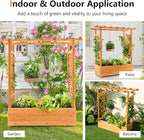 MAT EXPERT Raised Garden Bed with Trellis & Hanging Roof, Lattice Panel with Drainage Hole for Flower, Climbing Plant, Herb, Planter Box for Garden, Patio, Yard (1, 43.5" x 17.5" x 44" (L x W x H))
