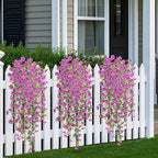 Fake Artificial Flowers for Outdoors Decoration, 2 PCS Faux UV Resistant Artificial Outdoor Flowers, Fake Hanging Plants Look Real Daisy No Fade Spring Decor for Porch Home Patio Balcony and Yard