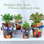 Midogaigai Abstract Face Planter Pots for Plants,Hand-Painted Colorful Flower Pots with Drainage, Indoor Outdoor Garden Decor Gift(Classic,Small)