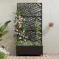 Casaphoria Metal Raised Garden Bed with Trellis and Wheels, 72"x35"x16" Planter Box for Climbing Plants, Vegetables & Vines, Features Drainage Holes and Privacy Screen (Black-Spring)
